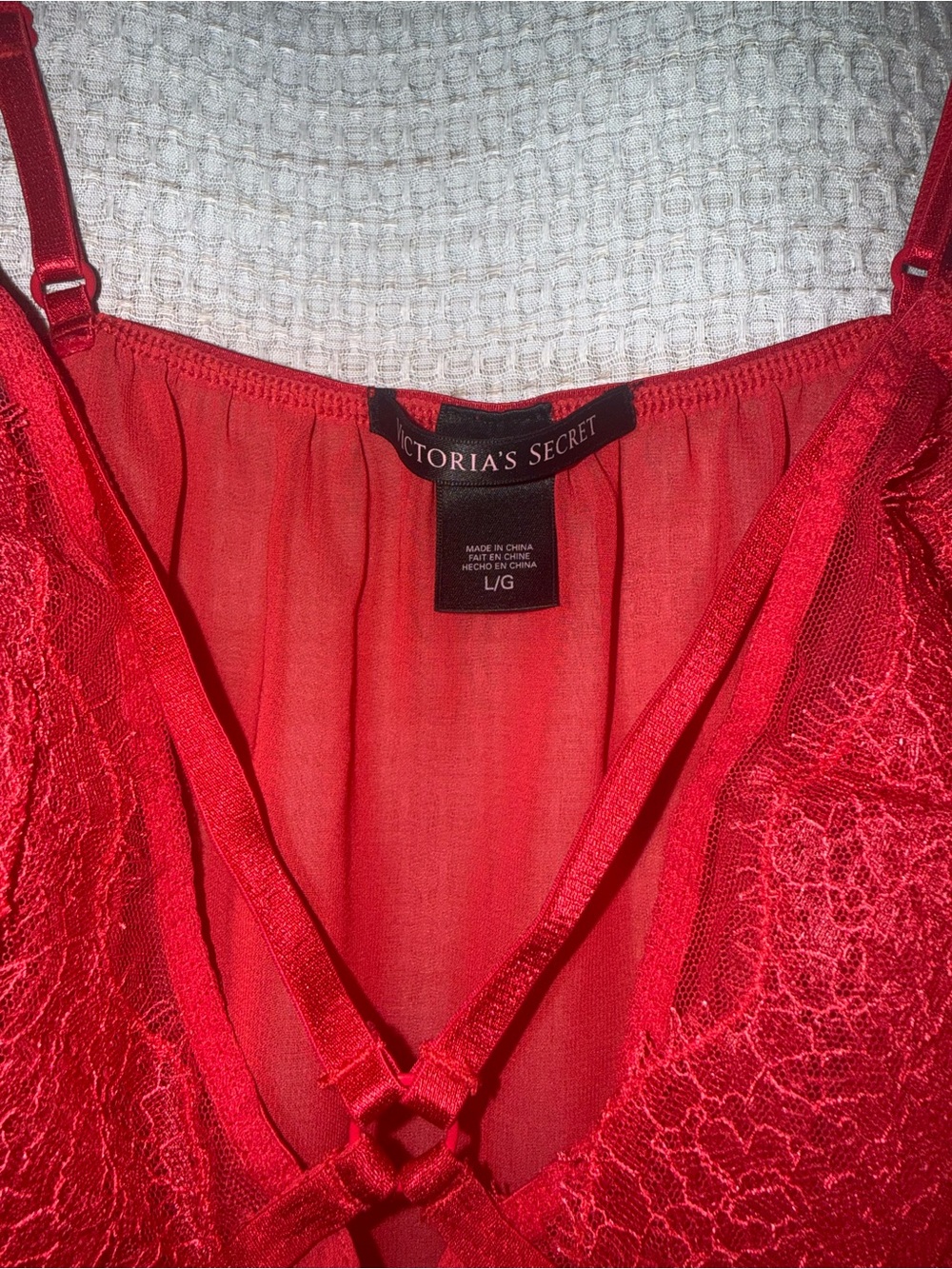Victoria's Secret Red Lace & Chiffon Chemise